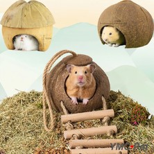 Shanhua Shop Hindistan Cevizi Evi D Stili Hamster Doğal Hindistan Cevizi Evi Küçük Pet Döken Ev Yatakları Guniea Domuz Çiğneme Oyuncak Hamster Aksesuarları Kuş Kafesleri (Yurt Dışından)