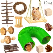 Shanhua Shop 12 Adet Set Stili Hamster Oyuncak Setleri Tavşan Kobay Gelincik Oyun Molar Ürün Seti Boru Ahşap Set Oyuncak Hamster Lla Için Kuş Küçük Evcil Hayvanlar Oyuncaklar (Yurt Dışından)