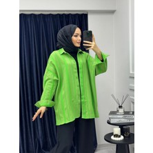 Hasenna G0016 Çizgili Yeşil Gömlek
