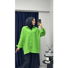 Hasenna G0016 Çizgili Yeşil Gömlek