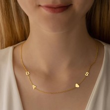 N!da Jewelry 925 Ayar Gümüş 3 Harf Kalp Kolye