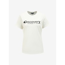 Discovery Expedition Kırık Beyaz Kadın Bisiklet Yaka T-Shirt D4SL-TST3053