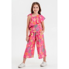 Miniğimin Cicileri Tek Omuz Askılı Volanlı Kız Çocuk 2 li takım - Fuşya