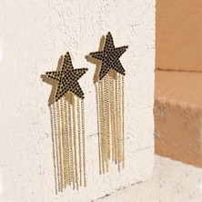 New Obsessions Taşlı Sallanan Siyah Yıldızlar Küpe