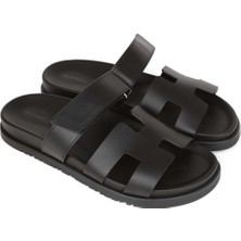 Passionis Sandalet - Hermes Chypre Leather Sandals -Kadın Terlik