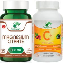 Yurdavit Magnezyum Sitrat 500 Mg Magnesium Citrate 120 Tablet Vitamin C 1000 Mg C Vitamini 200 Tab