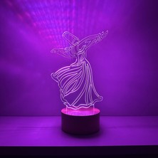 By Lamp Semazen Figürlü Dekoratif Hediye Led Masa Lambası | 7 Işık Rengi | Ahşap Taban