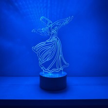 By Lamp Semazen Figürlü Dekoratif Hediye Led Masa Lambası | 7 Işık Rengi | Ahşap Taban