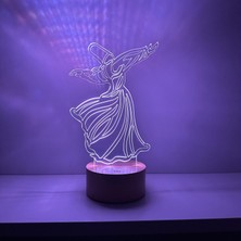 By Lamp Semazen Figürlü Dekoratif Hediye Led Masa Lambası | 7 Işık Rengi | Ahşap Taban