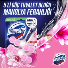 Domestos Wc Blok 5'li Güç Tuvalet Bloğu Manolya Ferahlığı Maksimum Hijyen 100 G x 3