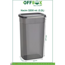 OFFBOX D3200-6 Dikdörtgen Erzak Bakliyat Saklama Kabı Baharatlık 6 Lı Set 3,2 Litre 20 Etiket Hediyeli