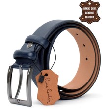 Pierre Cardin PC401 Erkek 4 cm Hakiki Deri Kemer Lacivert