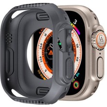 Coolacs Apple Watch Ultra 49MM ile Uyumlu Köşeleri Karbon Fiber Görünümlüsilikon Tpu Kasa Koruyucu