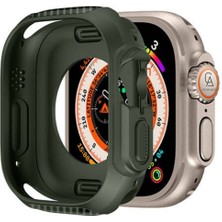Coolacs Apple Watch Ultra 49MM ile Uyumlu Köşeleri Karbon Fiber Görünümlüsilikon Tpu Kasa Koruyucu