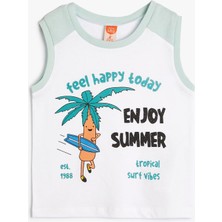 Koton Atlet Yaz Temalı Kolsuz Bisiklet Yaka Baskılı Pamuklu