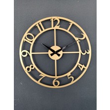 Gowpenart Dizayn Rakamlı Metal Gold - Altın Duvar Saati 1,5 mm Kalınlık 41X41 cm