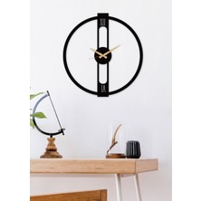 Gowpenart Dizayn Middle Line Metal Siyah Duvar Saati - Ev / Ofis Saati - Hediye Saat - 50 x 50 cm
