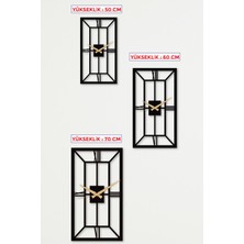 Gowpenart Dizayn Tetragonal / Dikdörtgen Metal Siyah Duvar Saati - Ev / Ofis Saati - Hediye Saat 50 x 28 cm