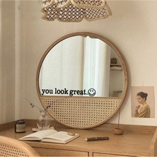 Hediyene Bak Be Happy | You're Beautiful | You Look Great | Dekoratif Duvar Ayna Cam Dekor Yazı Sticker 3'lü