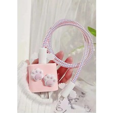 Psgt Cep Telefonu   Şarj Başlığı ve  Kablo Için Sevimli  Koruyucu 4'lü Set Şarj Kılıfı Psgt