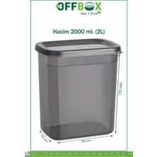 OFFBOX D2000-12 12 Li Dikdörtgen 2 Litre Baharatlık Erzak Bakliyat Saklama Kabı Seti 20 Etiket Hediyeli