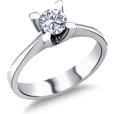 Takı Dükkanı 0.5 Karat Pırlanta Model Gümüş Tektaş Yüzük