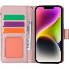 Forestl Digital iPhone14 Plus Içinplus Folio Flip Pu Deri Deri Cüzdan Telefon Kapağı 2 Kayış Golü Altın (Yurt Dışından)