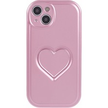 Forestl Digital Apple iPhone 14 Case Imd 3D Effect Love Heart Phone Tpu Cover-Pink (Yurt Dışından)