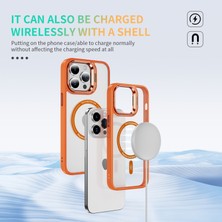 Forestl Digital Apple iPhone 12 Pro Max Magnetic Telefon Kılıfı Akrilik+Tpu Hibrid Teknoloji Kamera Kickstand-Orange (Yurt Dışından)