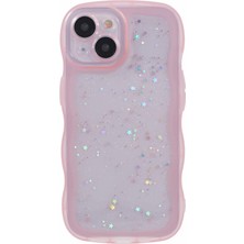 Forestl Digital Apple iPhone 14 Için Jtw Serisi Dava Dalgalı Çerçeve Glitter Stars Epoxy Telefon Kapak Pembe (Yurt Dışından)