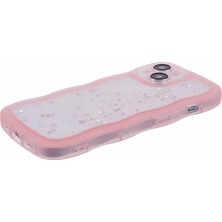 Forestl Digital Apple iPhone 14 Için Jtw Serisi Dava Dalgalı Çerçeve Glitter Stars Epoxy Telefon Kapak Pembe (Yurt Dışından)