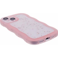 Forestl Digital Apple iPhone 14 Için Jtw Serisi Dava Dalgalı Çerçeve Glitter Stars Epoxy Telefon Kapak Pembe (Yurt Dışından)