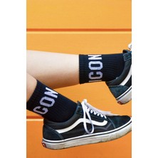 Bidigago Icon Yazılı Siyah Atletik Unisex Çorap