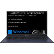 Asus Expertbook B1500 Intel Core I7 1255U 48GB 1tb SSD 15.6" Fhd Windows 11 Pro Taşınabilir Bilgisayar