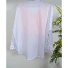 Hc Boutique Büyük Tek Cepli Oversize Keten