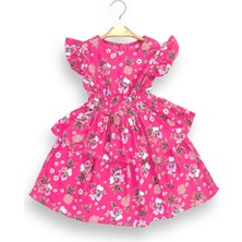 Little Tortoise Kız Çocuk Fırfırlı Çiçekli Elbise