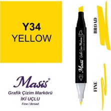 Masis Twin Çift Uçlu Marker Kalemi 34 Yellow