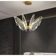 Buiva Luxury Dimmerli Kumandalı Modern Kelebek Sarkıt LED Avize Butterfly Gold Sarı Kademeli 3 Renk