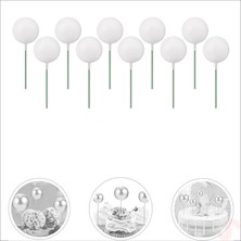 Süsle Bebek ve Parti Çubuklu Süsleme Topu, 2cm x 10 Adet - Beyaz