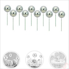 Süsle Bebek ve Parti Çubuklu Süsleme Topu, 2cm x 10 Adet - Gümüş