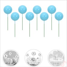 Süsle Bebek ve Parti Çubuklu Süsleme Topu, 3cm x 8 Adet - Mavi