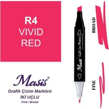 Masis Twin Çift Uçlu Marker Kalemi 4 Vivid Red