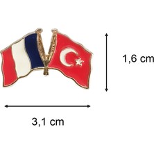 Hiçdurmaal Fransa Türkiye Flamalı Gold Renk Metal Yaka Rozeti 1 Adet