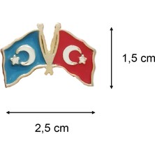 Hiçdurmaal Doğu Türkistan Türkiye Flamalı Gold Renk Metal Yaka Rozeti 1 Adet