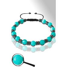 Tesbih Atölyesi Hematitli Doğal Ham Mavi Akik Taşı Bileklik - Ayarlamalı