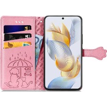 Yihang Boutique Huawei Onur Için 90 5g Deri Karikatür Hayvanlar Kısa Kayış Flip Telefon Kılıfı (Yurt Dışından)