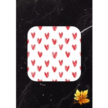 Eylül Design Kalp Baskılı Özel Tasarım Baskılı Mdf Kare Bardak Altlığı