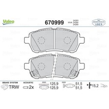 Valeo Dısk Fren Balata On Ford Fıesta Vı 1.0 Ecoboost/ford Fıesta Vı 1.6 Tı/ford Fıesta Vı 1.4 Tdcı/daıhatsu Sırıon 1.0/1.3/1.5 04/05>/subaru Justy 1.0 09/0