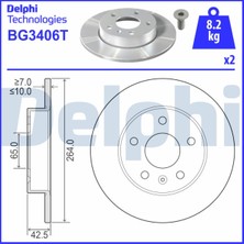 Delphi Fren Dıskı Arka 264MM Opel Astra G Astra H Merıva B 03>zafıra 1.8ı 00> (5 Bıjon)