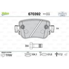 Valeo Dısk Fren Balatası (Arka) Audı A1 1.0/1.2/1.4d/1.4/1.6d/1.8/2.0d 05/10> Audı A1 Sportback 1.0/1.4d/1